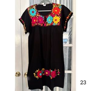 Mexican Boho Embroidered Tunic Dress XL.